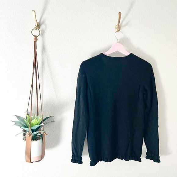 J. McLaughlin Black Ember Cashmere Ruffle Sleeve Sweater in Size XS - Picture 4 of 4